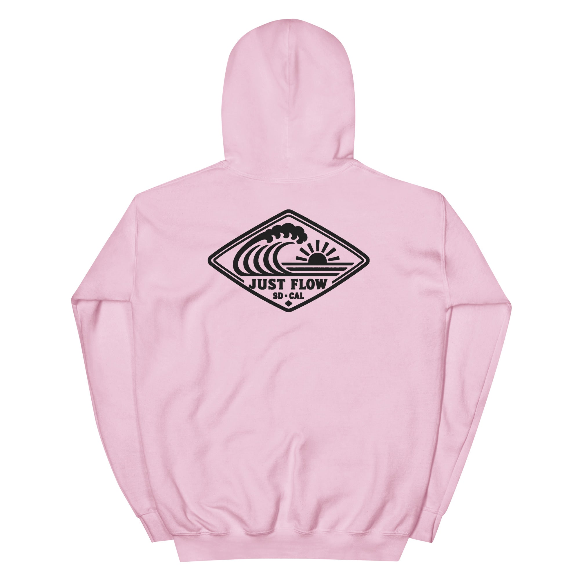 Horizontal Wave Diamond DTF hoodie in Light Pink with the black mark, back graphic