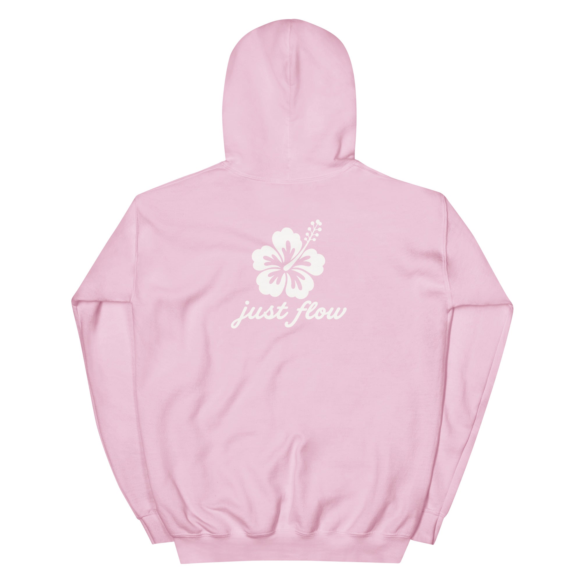 Hibiscus Script Hoodie in Light Pink, back print