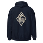 Vertical Wave Diamond DTF Hoodie in Navy, back graphic