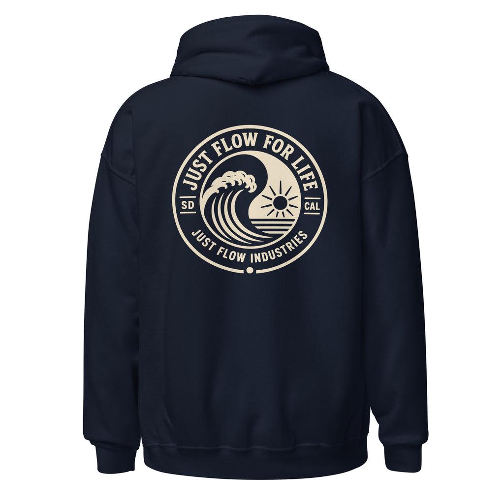 Circular Wave Crest hoodie in Navy with the bone crest, back graphic