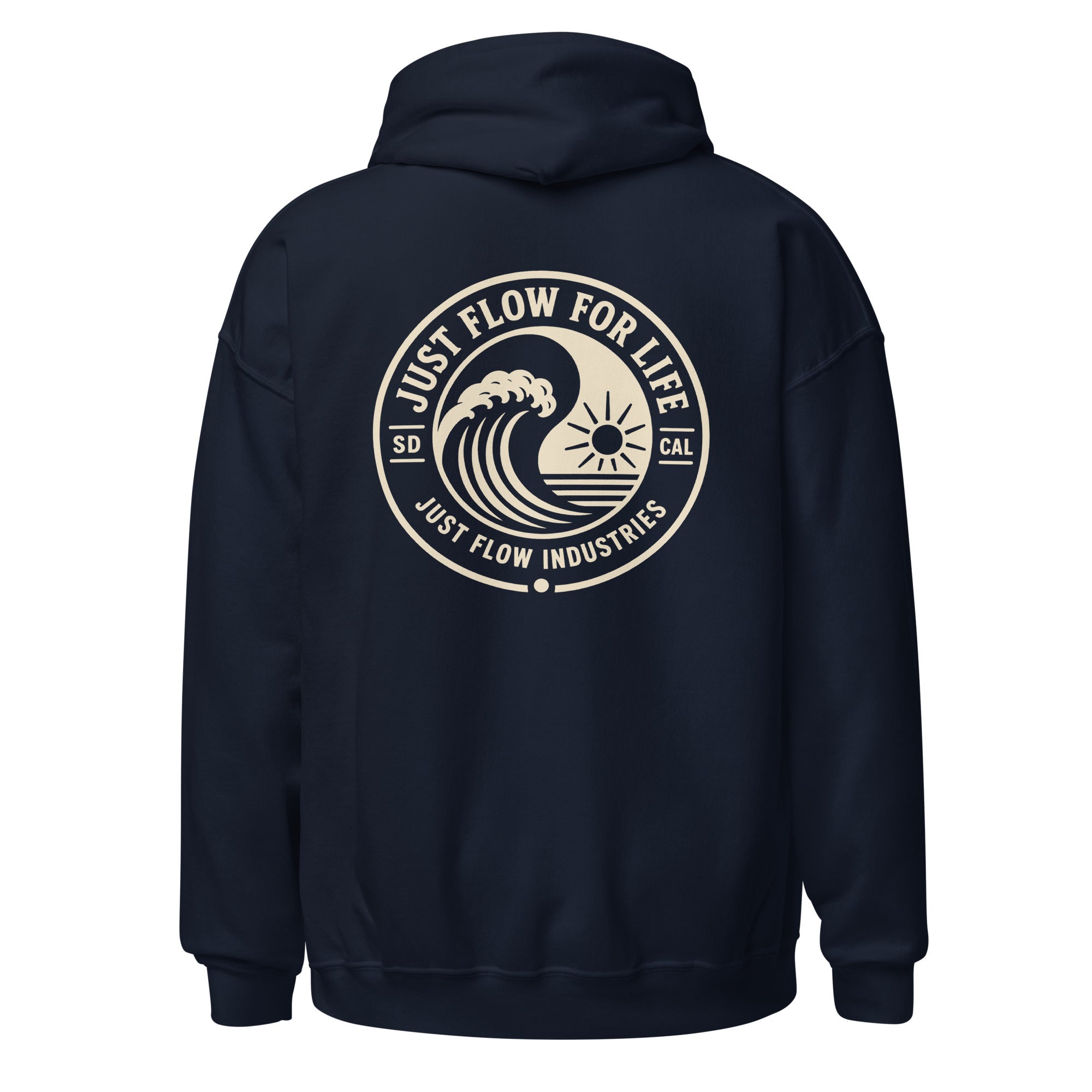 Circular Wave Crest hoodie in Navy with the bone crest, back graphic