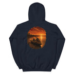 Golden Hour Jet Ski hoodie in Navy, back graphic
