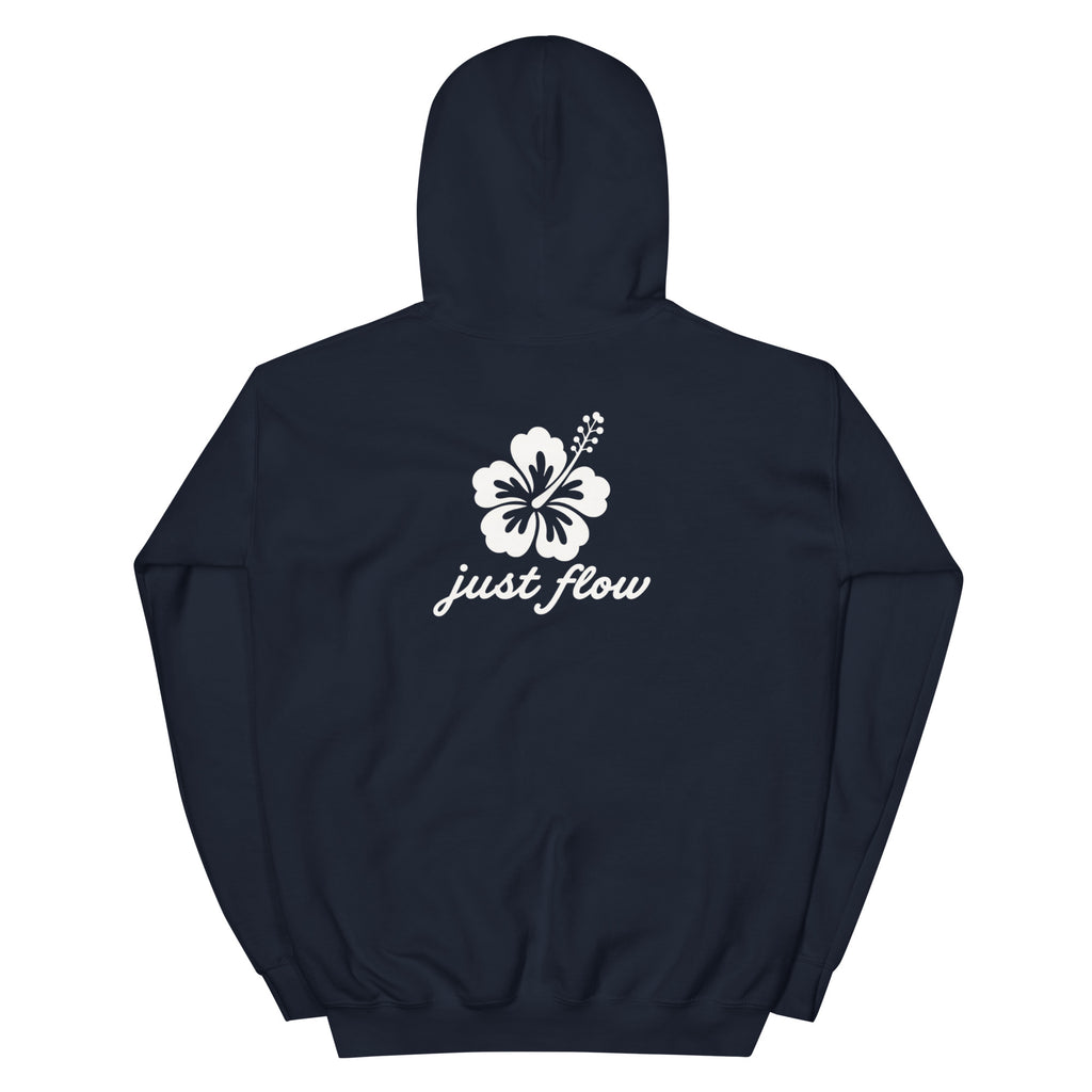 Hibiscus Script Hoodie in Navy, back print