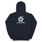Hibiscus Script Hoodie in Navy, back print