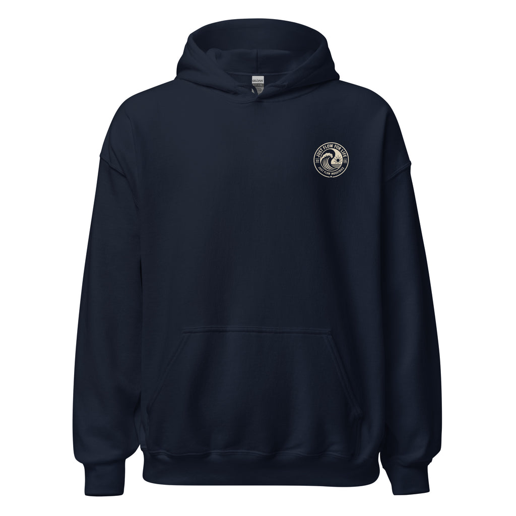Circular Wave Crest hoodie in Navy with the bone crest, front