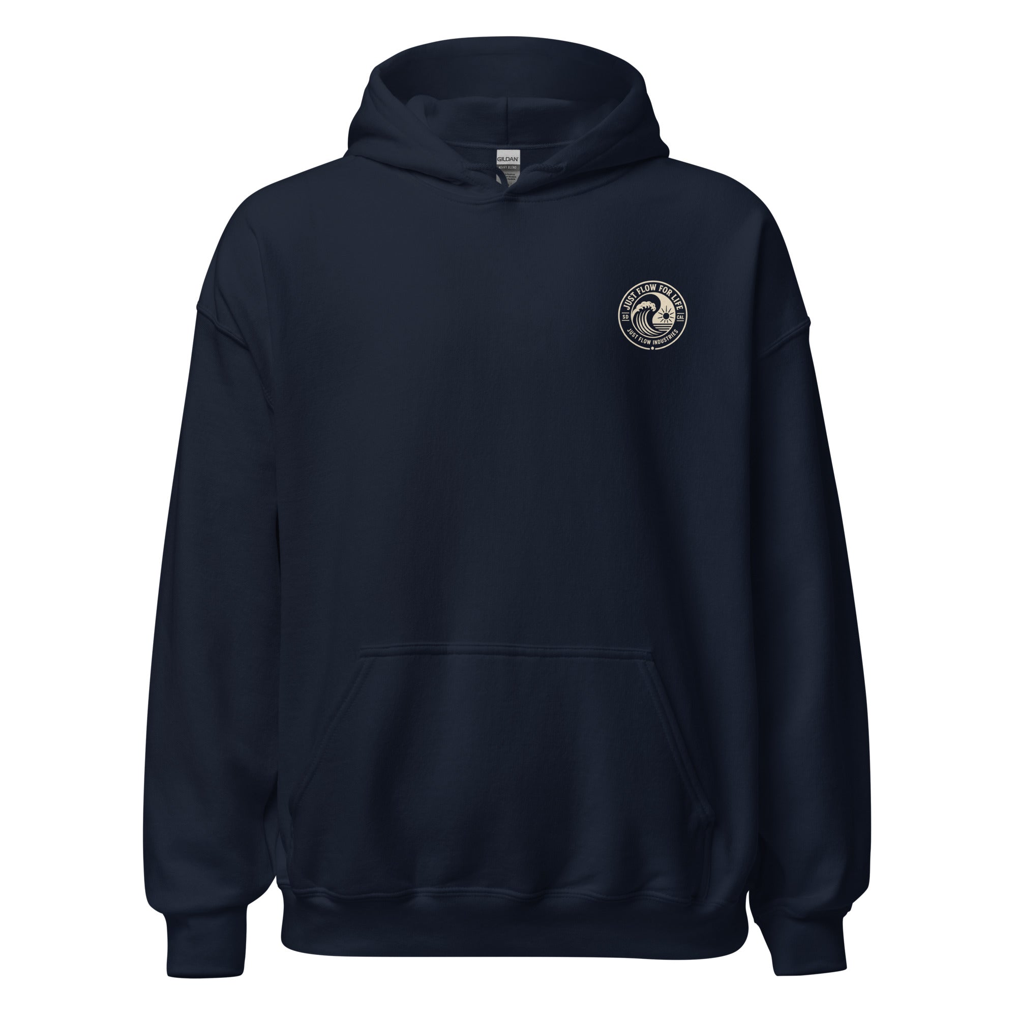 Circular Wave Crest hoodie in Navy with the bone crest, front