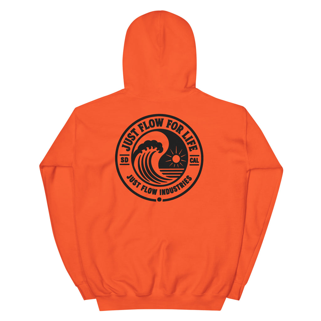 Circular Wave Crest hoodie in Orange with the black crest, back graphic
