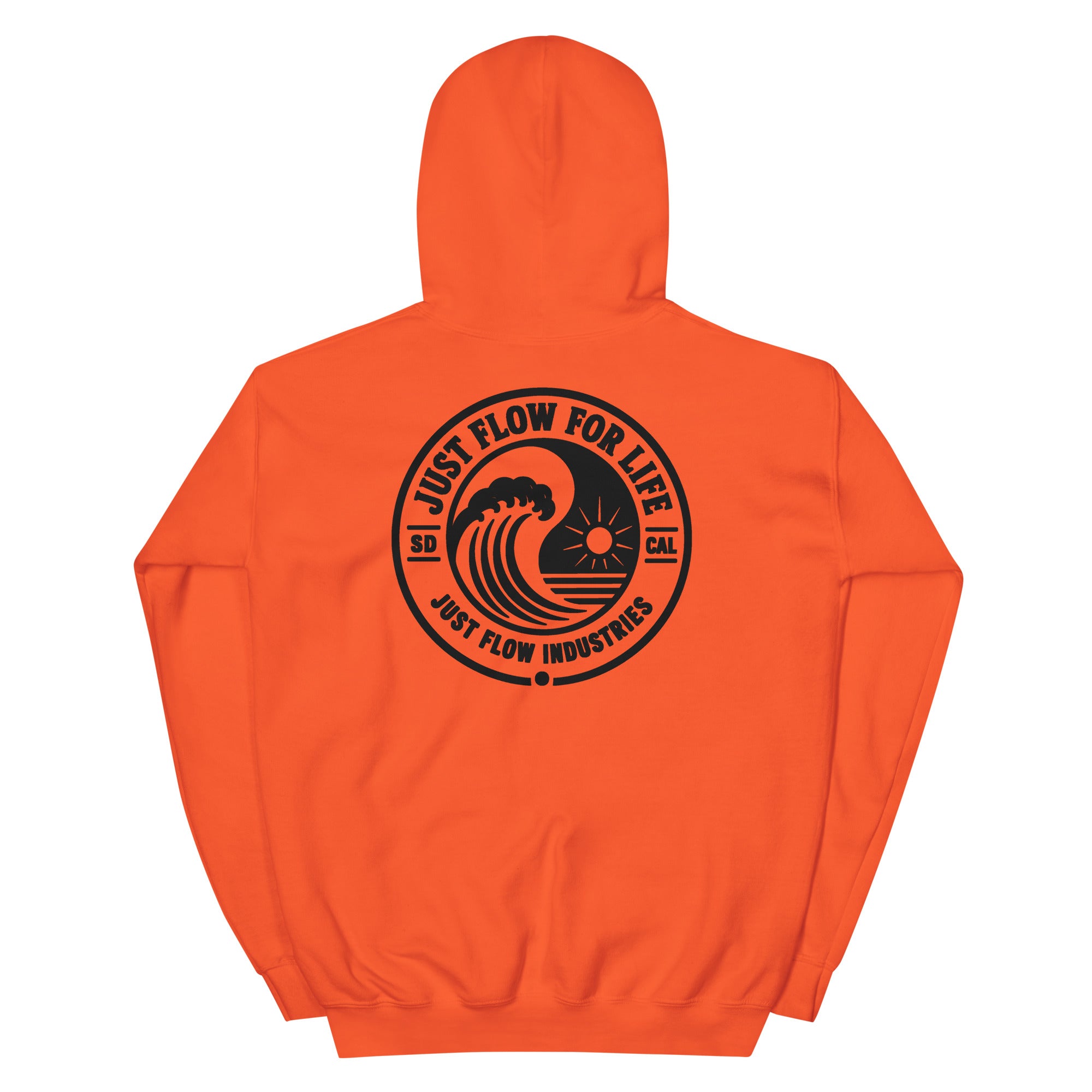 Circular Wave Crest hoodie in Orange with the black crest, back graphic