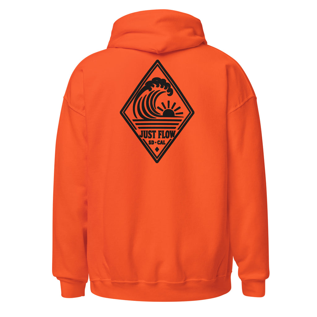 Vertical Wave Diamond hoodie in Orange with the black mark, back graphic