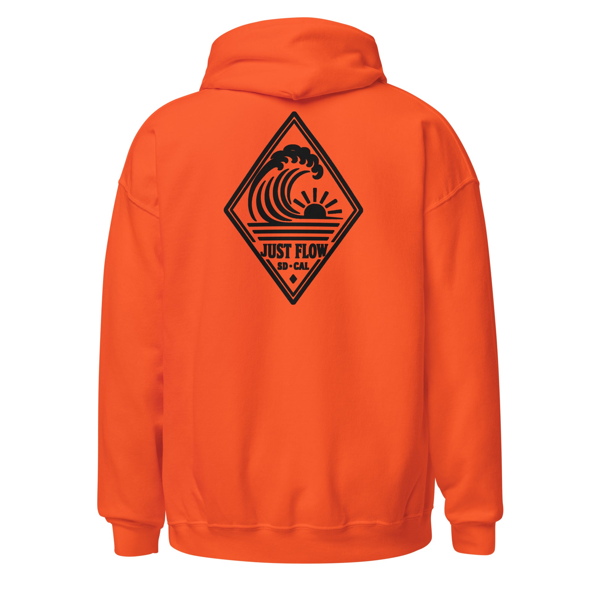 Vertical Wave Diamond hoodie in Orange with the black mark, back graphic