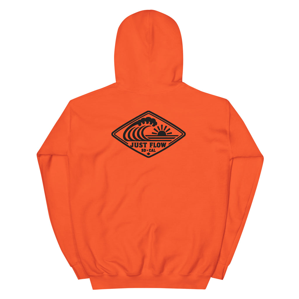Horizontal Wave Diamond hoodie in Orange with the black mark, back graphic