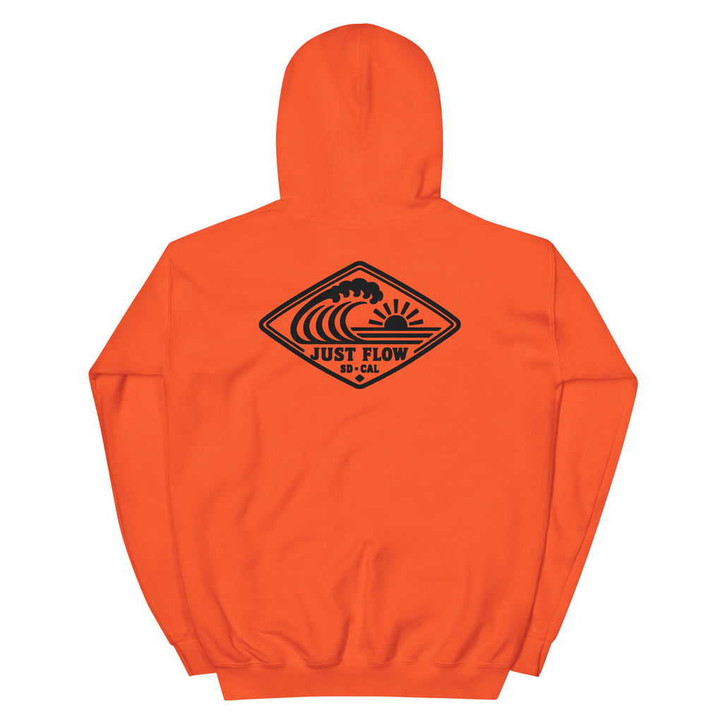 Horizontal Wave Diamond DTF hoodie in Orange with the black mark, back graphic