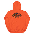 Horizontal Wave Diamond DTF hoodie in Orange with the black mark, back graphic