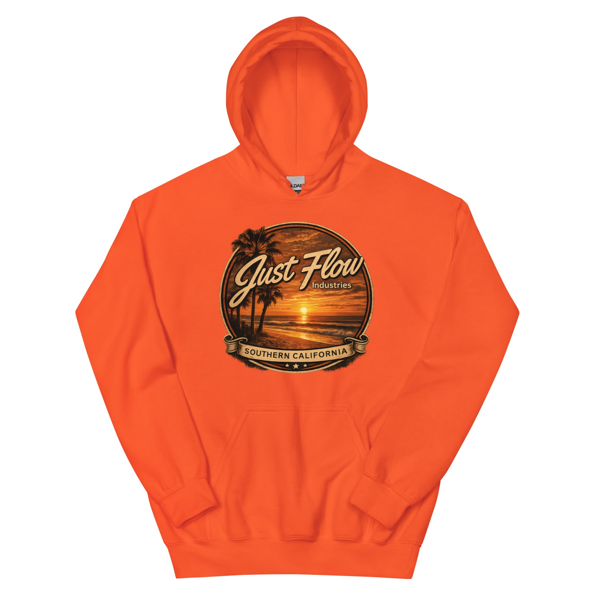 Golden Hour Feature hoodie in Orange, front badge
