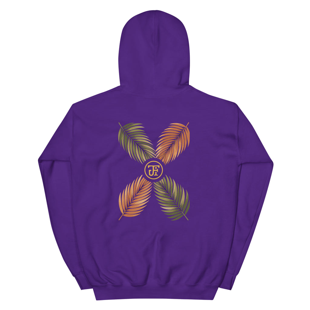 Palm Frond Hoodie in Purple, back print