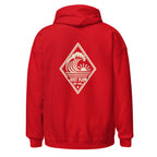 Vertical Wave Diamond DTF Hoodie in Red, back graphic