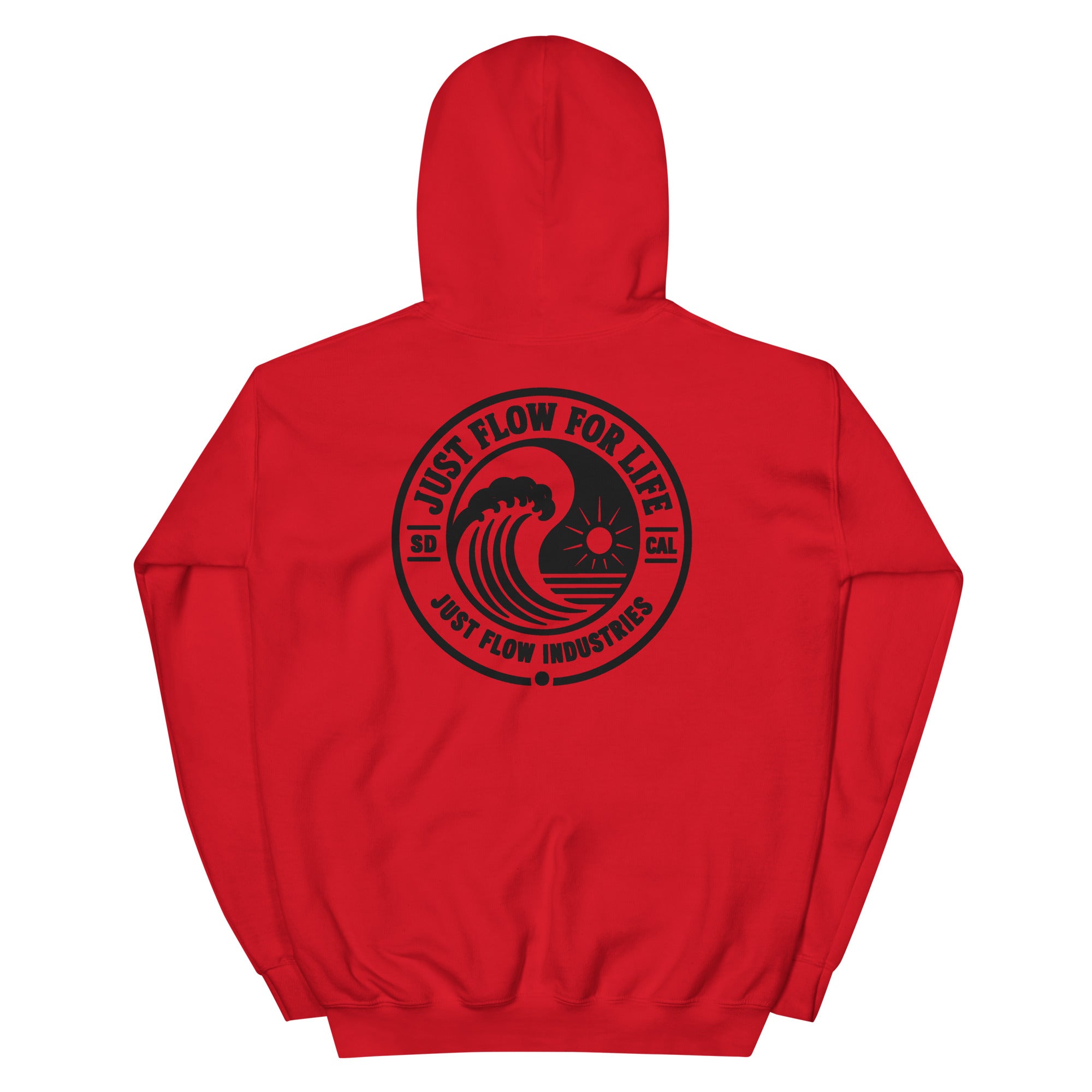 Circular Wave Crest hoodie in Red with the black crest, back graphic