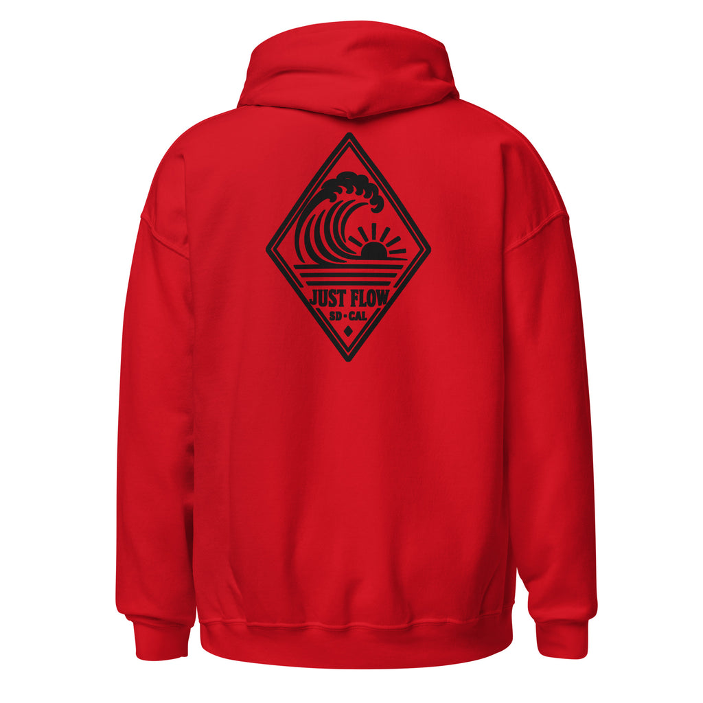 Vertical Wave Diamond hoodie in Red with the black mark, back graphic