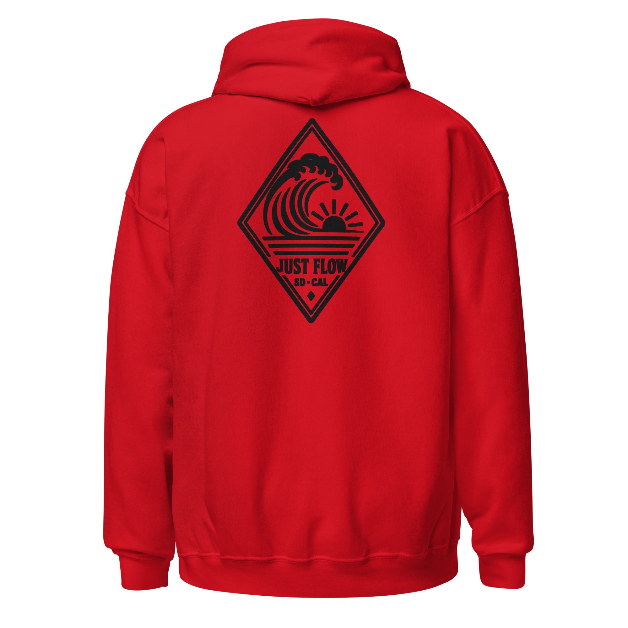Vertical Wave Diamond hoodie in Red with the black mark, back graphic