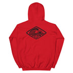 Horizontal Wave Diamond DTF hoodie in Red with the black mark, back graphic