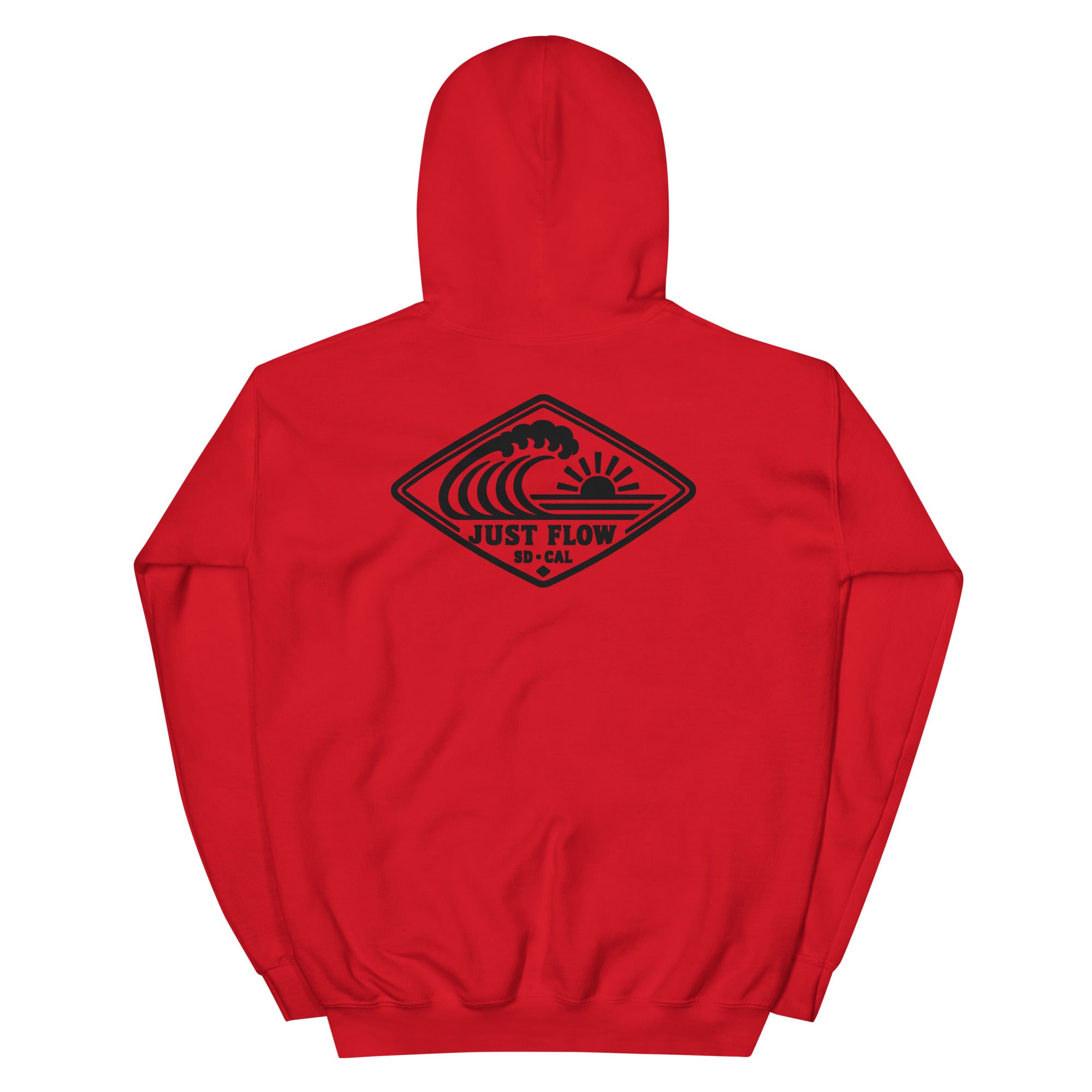 Horizontal Wave Diamond DTF hoodie in Red with the black mark, back graphic
