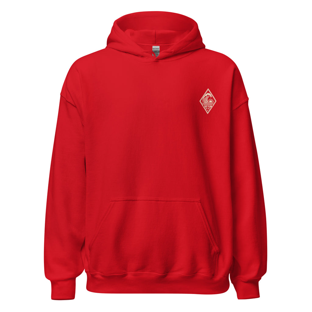 Vertical Wave Diamond DTF Hoodie in Red, front