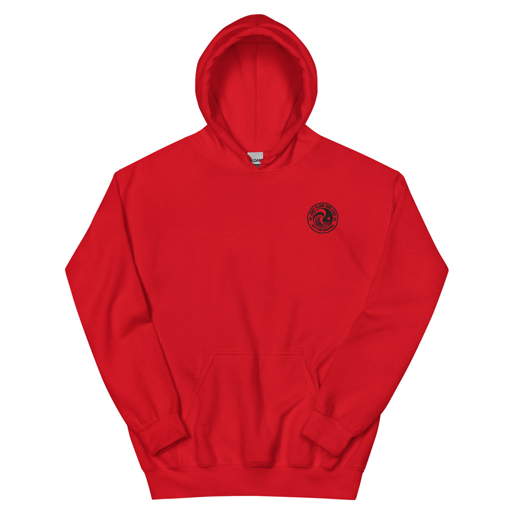 Circular Wave Crest hoodie in Red with the black crest, front