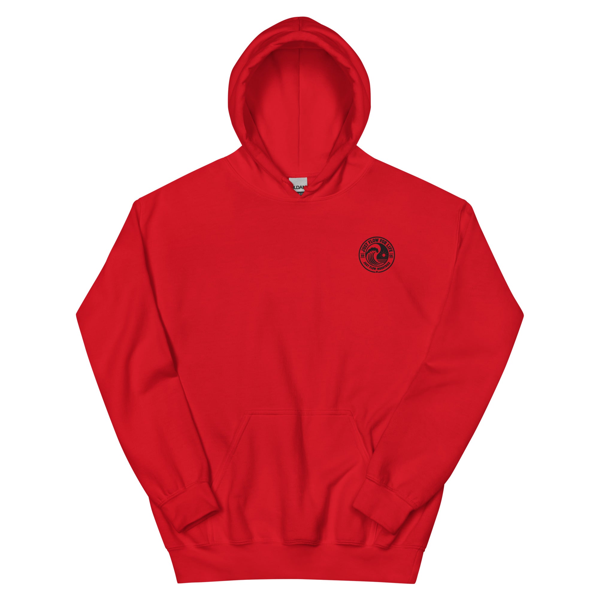 Circular Wave Crest hoodie in Red with the black crest, front