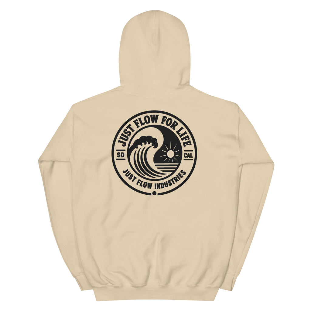 Circular Wave Crest hoodie in Sand with the black crest, back graphic