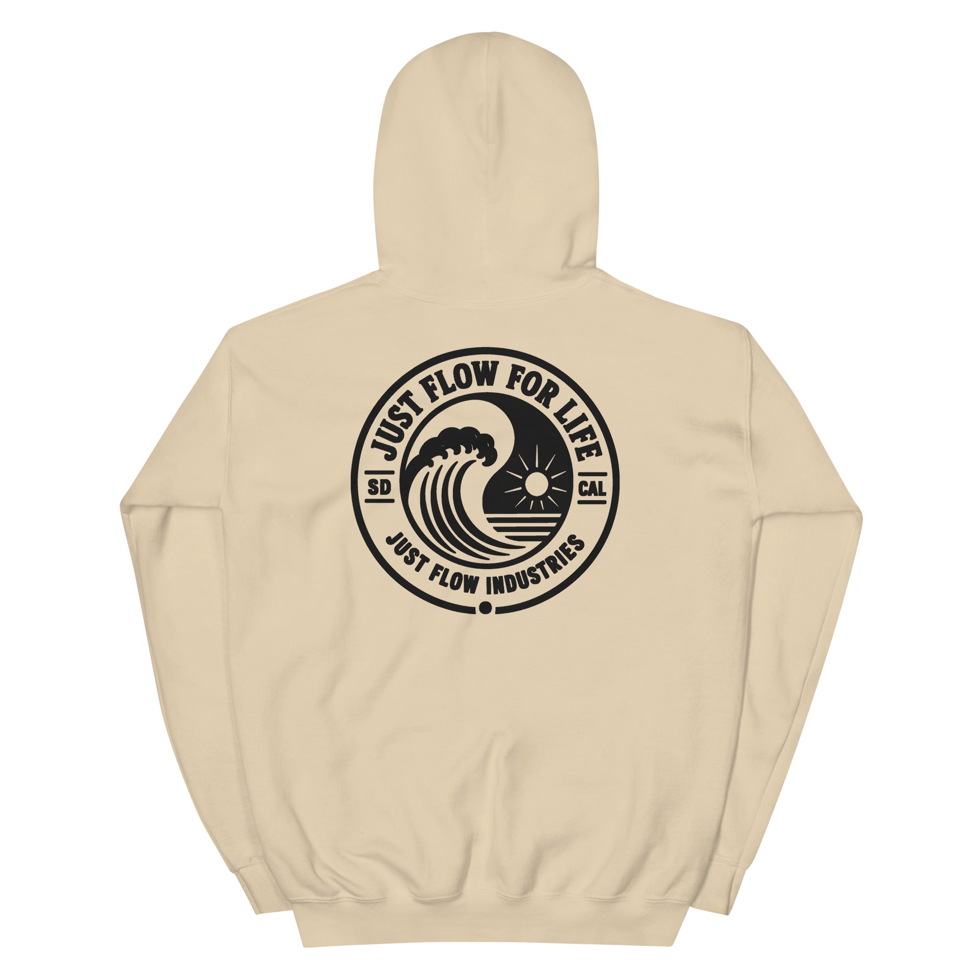 Circular Wave Crest hoodie in Sand with the black crest, back graphic