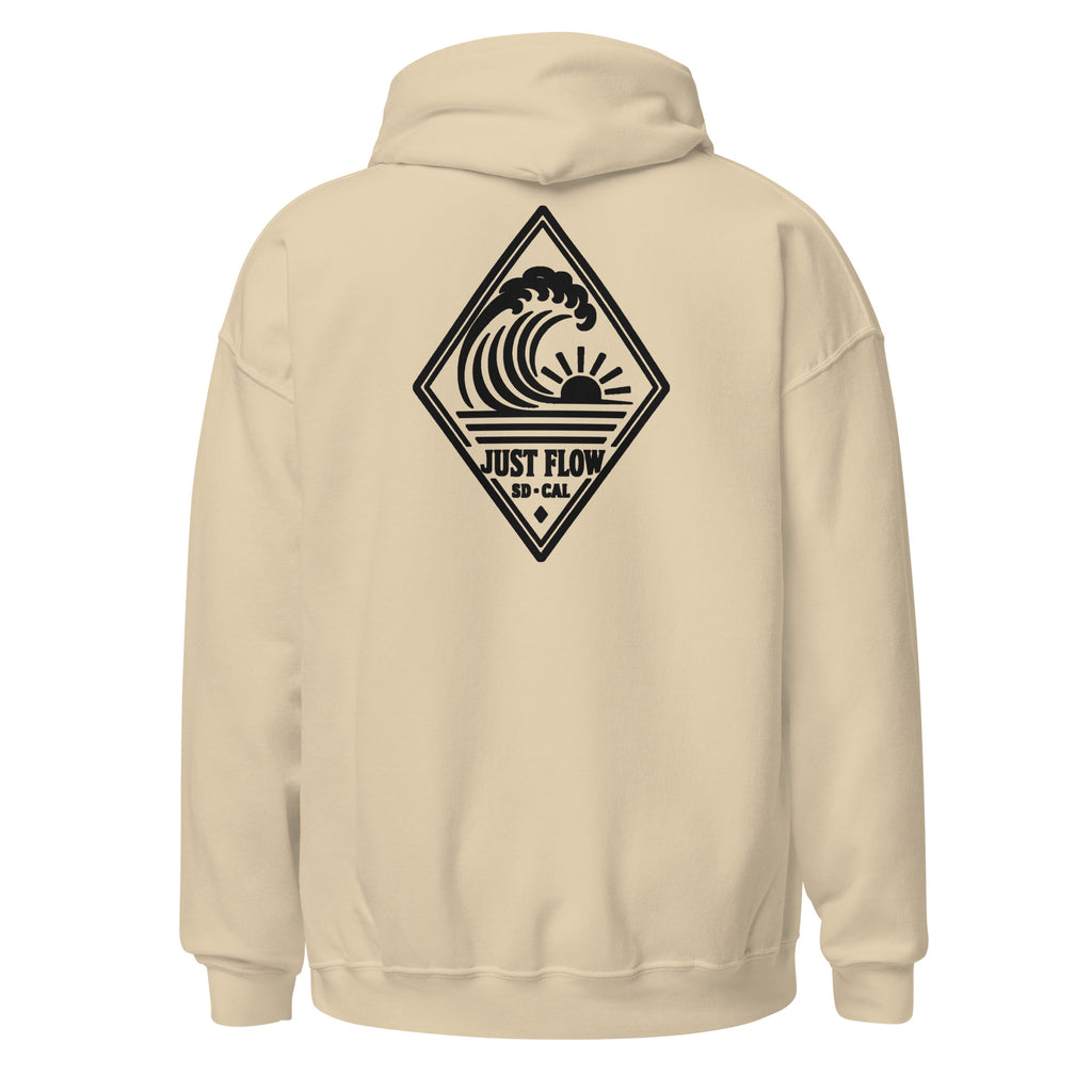 Vertical Wave Diamond hoodie in Sand with the black mark, back graphic