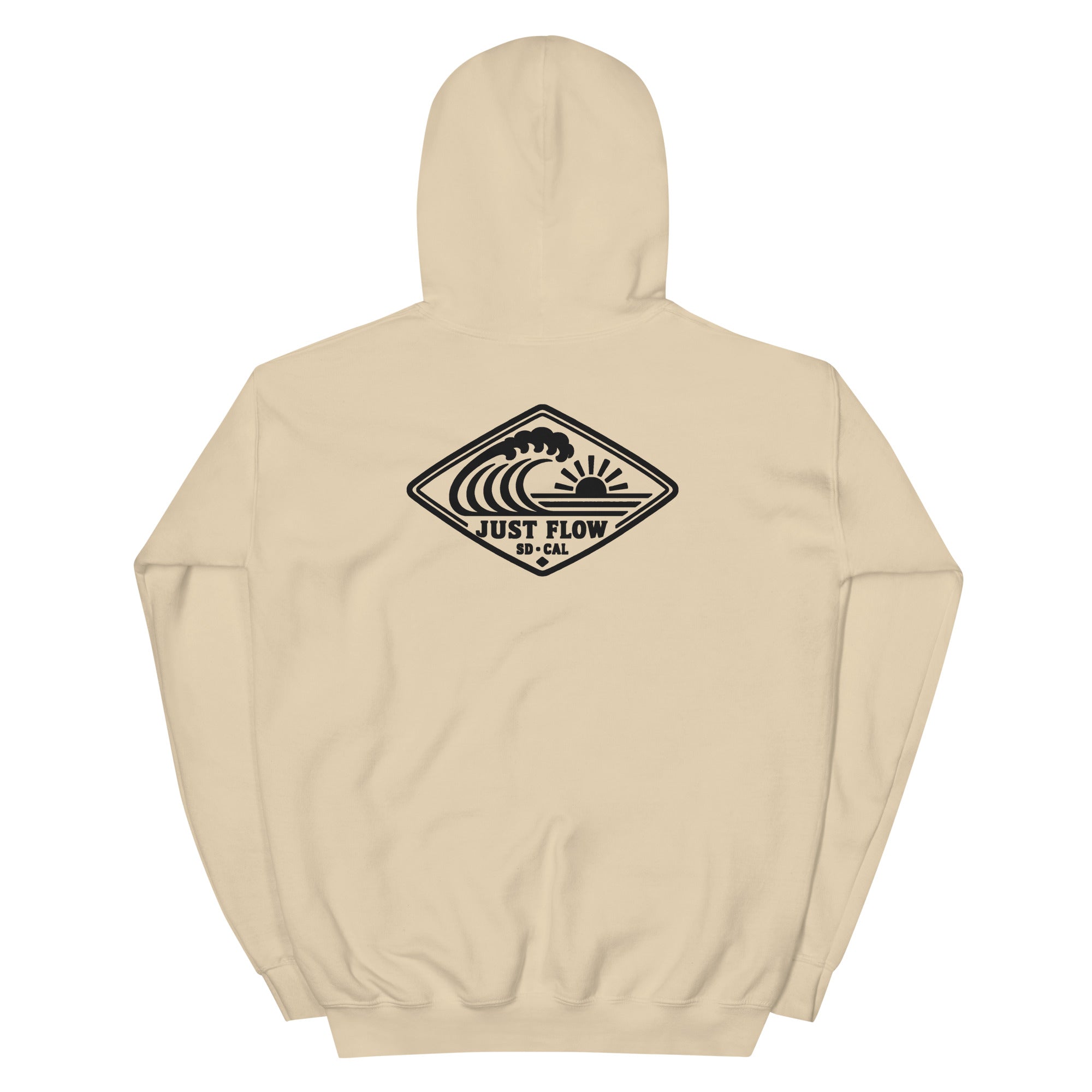 Horizontal Wave Diamond hoodie in Sand with the black mark, back graphic