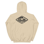 Horizontal Wave Diamond DTF hoodie in Sand with the black mark, back graphic