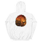 Golden Hour Beach Cruiser hoodie in White, back graphic
