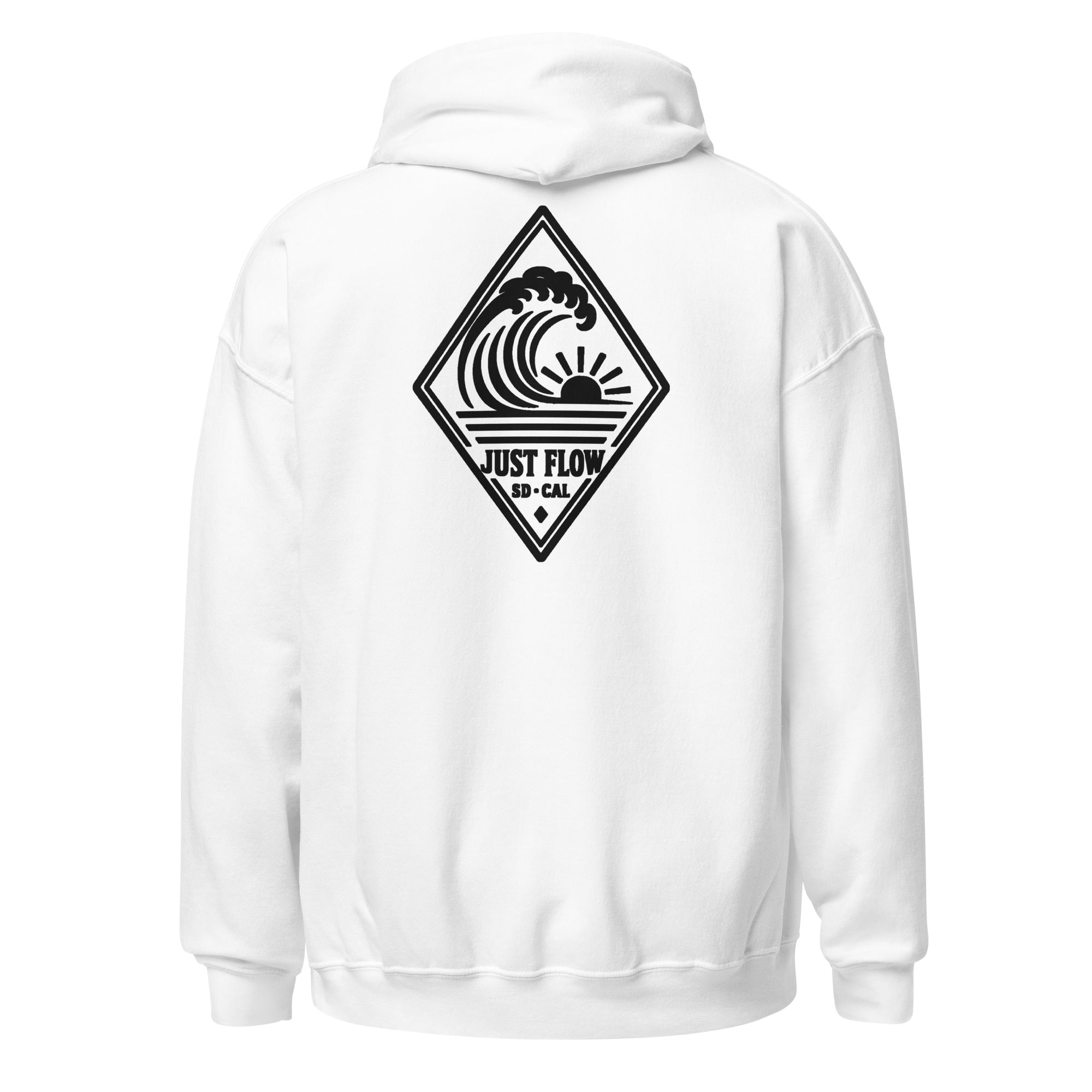 Vertical Wave Diamond hoodie in White with the black mark, back graphic