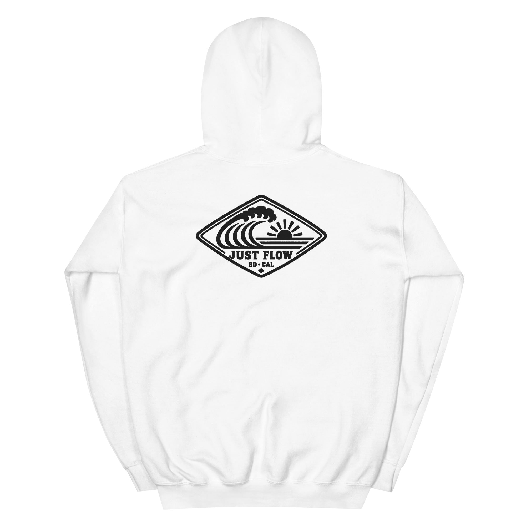 Horizontal Wave Diamond hoodie in White with the black mark, back graphic