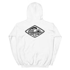 Horizontal Wave Diamond DTF hoodie in White with the black mark, back graphic