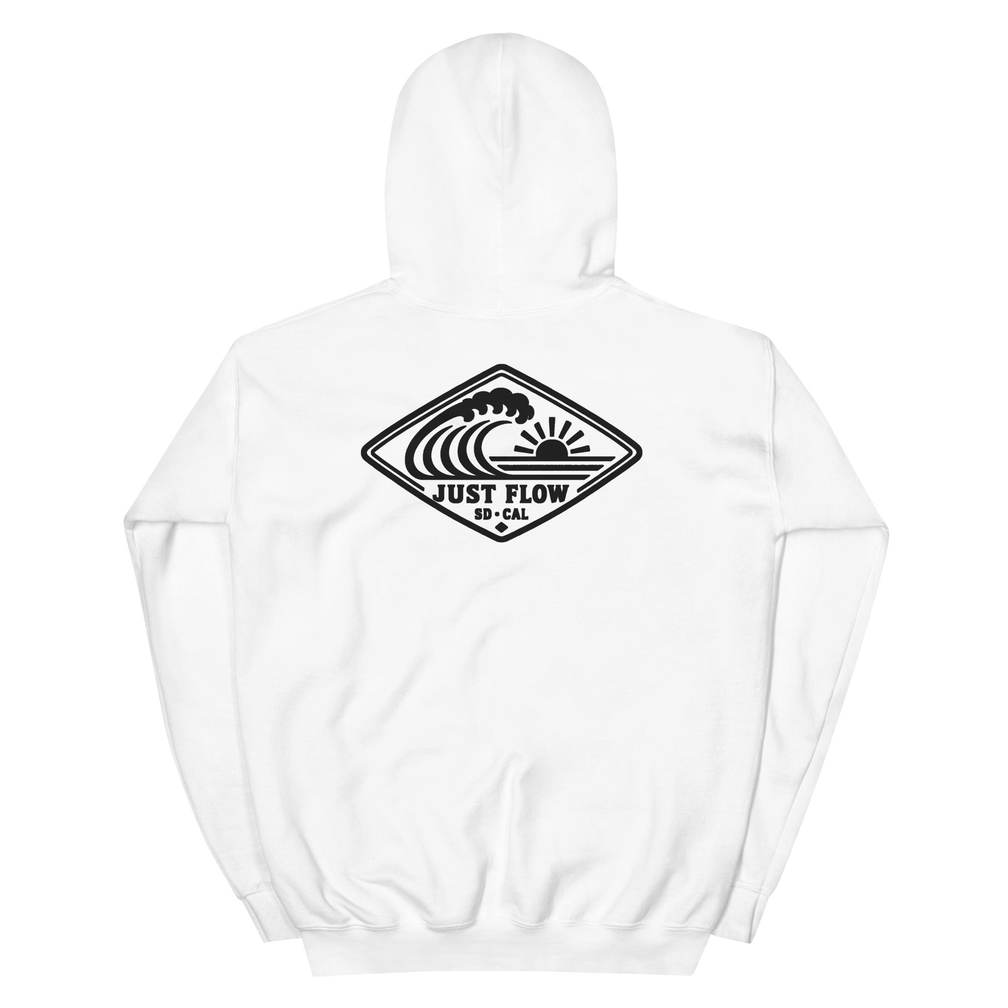 Horizontal Wave Diamond DTF hoodie in White with the black mark, back graphic
