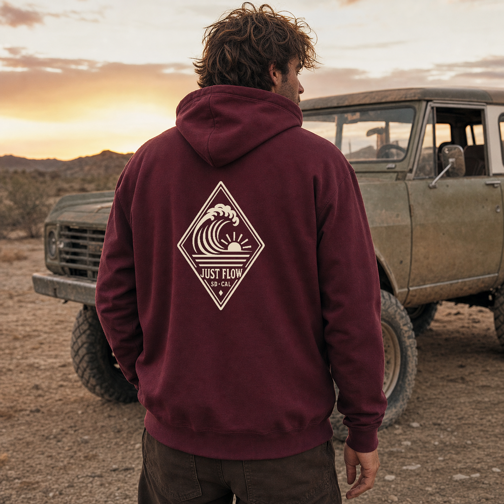Vertical Wave Diamond DTF Hoodie in Maroon, lifestyle