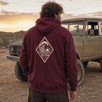 Vertical Wave Diamond DTF Hoodie in Maroon, lifestyle