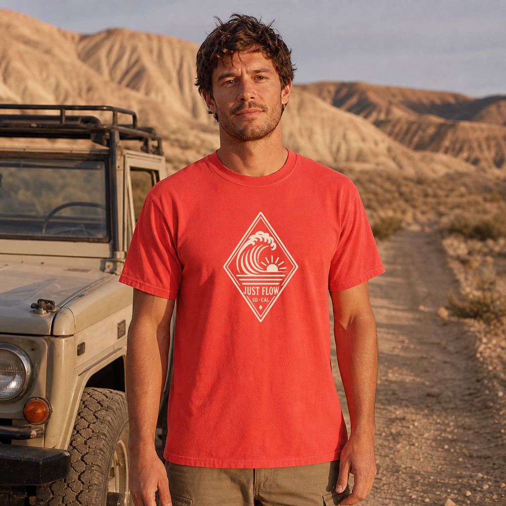 Vertical Wave Diamond DTF Heavyweight Tee in Paprika, lifestyle