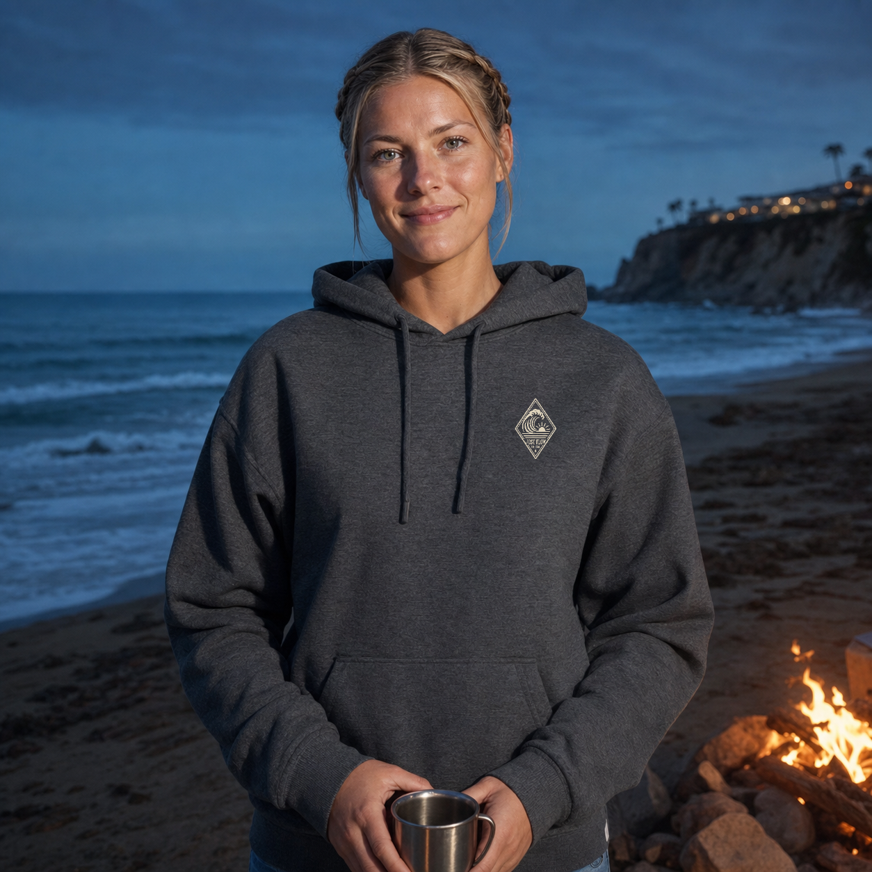 Vertical Wave Diamond Embroidered Hoodie, lifestyle