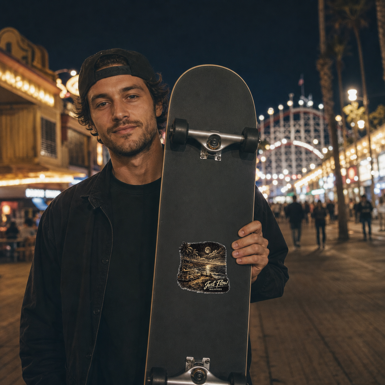 Woodie sticker, San Diego night scene